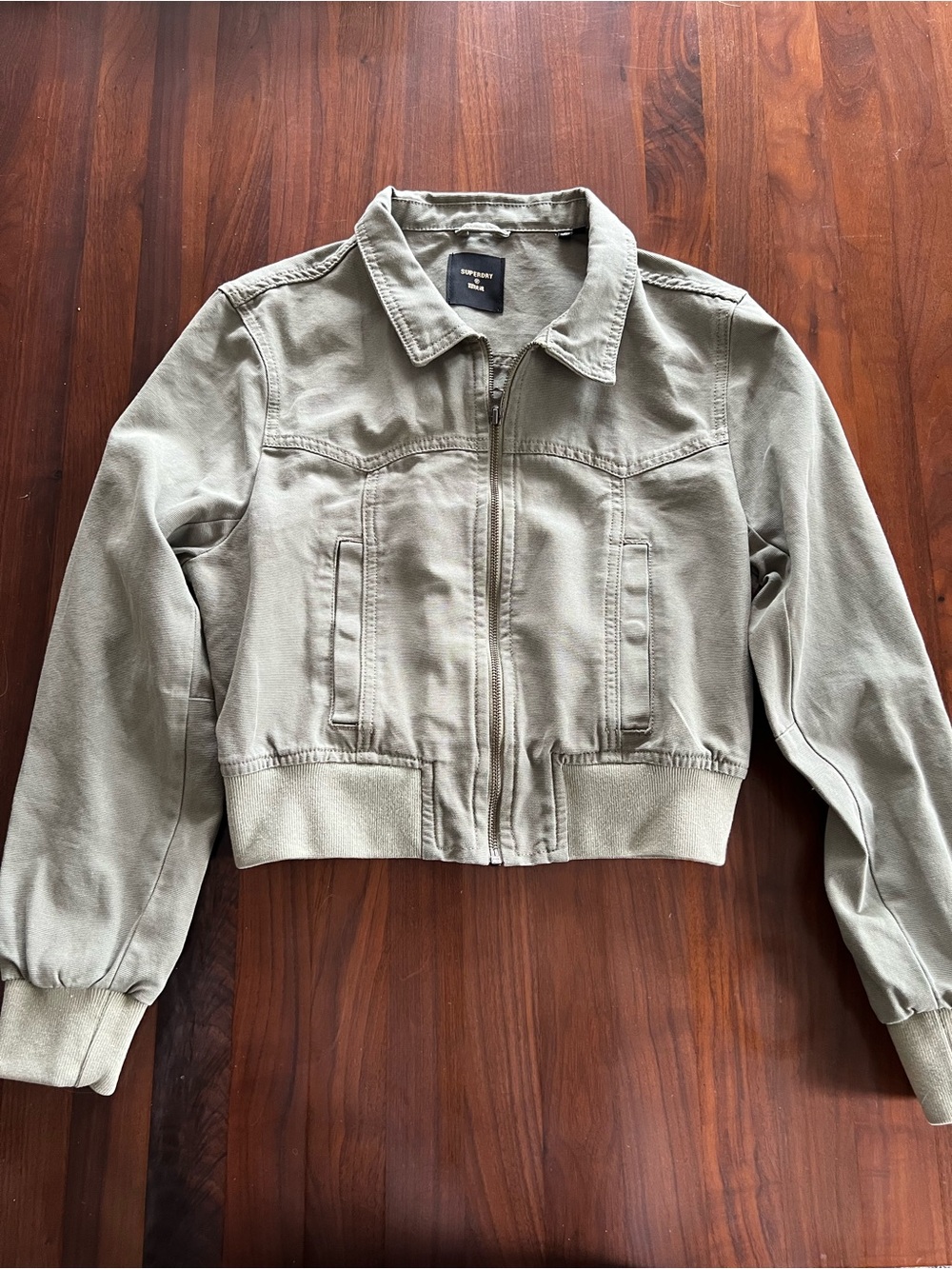 Superdry Olive Green Cropped Bomber Jacket